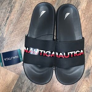 Nautica Men’s Pool Slides.  Style is Wakefield.  Black.  Size 12